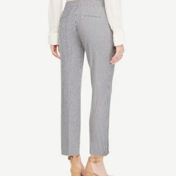 Ann Taylor Devin Ankle Pant in Seersucker Stretch Blue SZ 6 - Picture 3 of 13